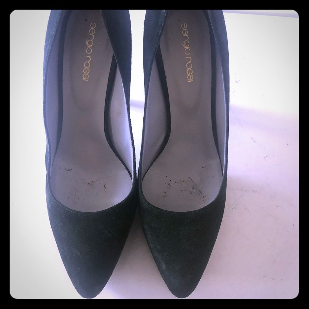 Sergio Rossi Green Suede Platform Pumps